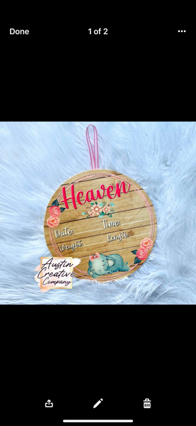 Elephant (Girl) Birth Stat Door Sign
