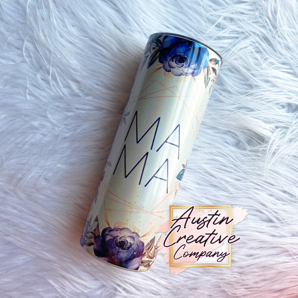 Mama Blue Floral Tumbler